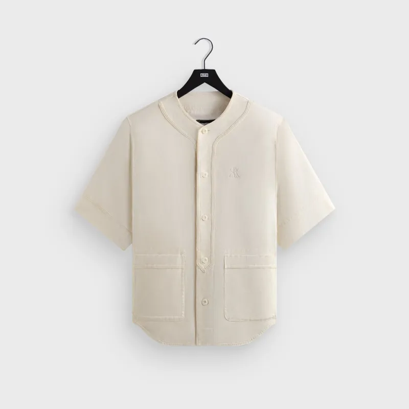 Kith Washed Denim Willis Baseball Shirt - Sandrift sold by Kith