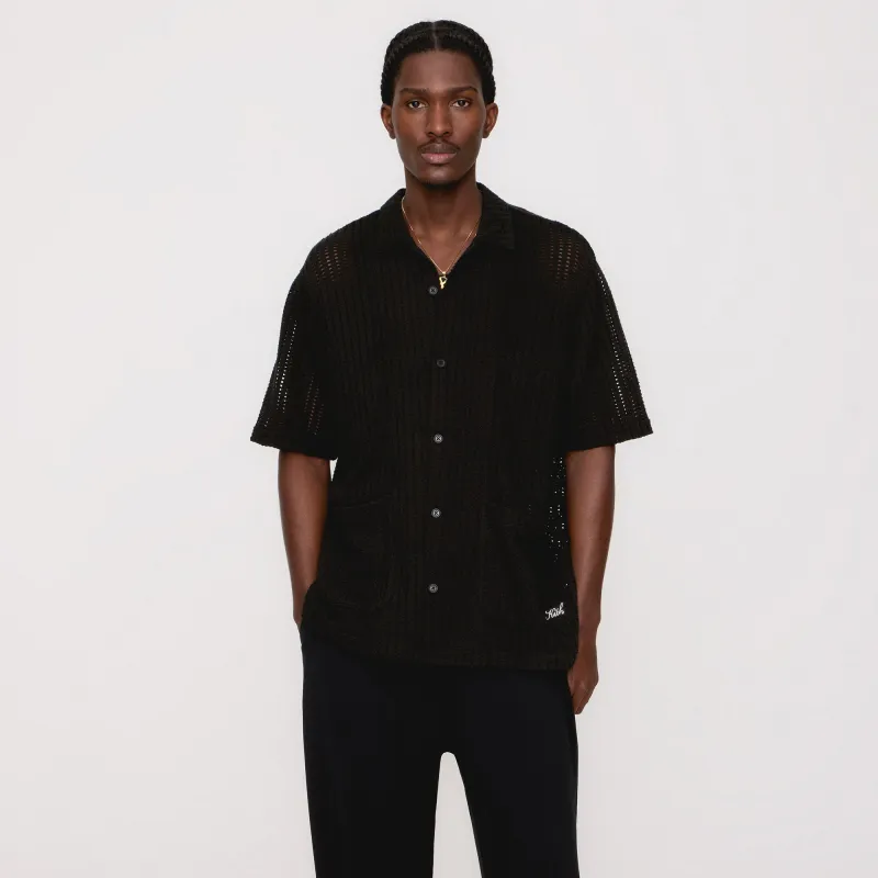 Kith Cotton Mesh Thompson Camp Collar Shirt - Black | Parallel