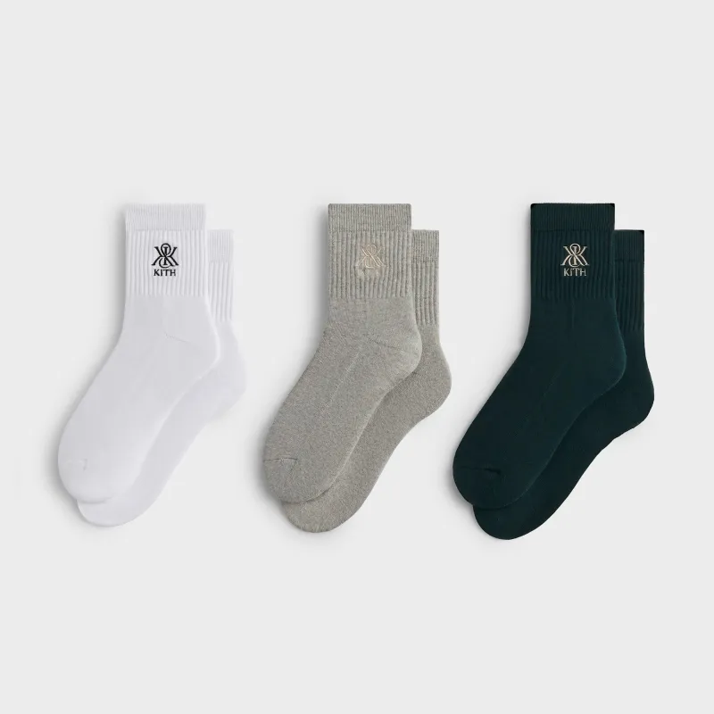 Kith 3-Pack Crest Mid Crew Socks - Multi sold by Kith