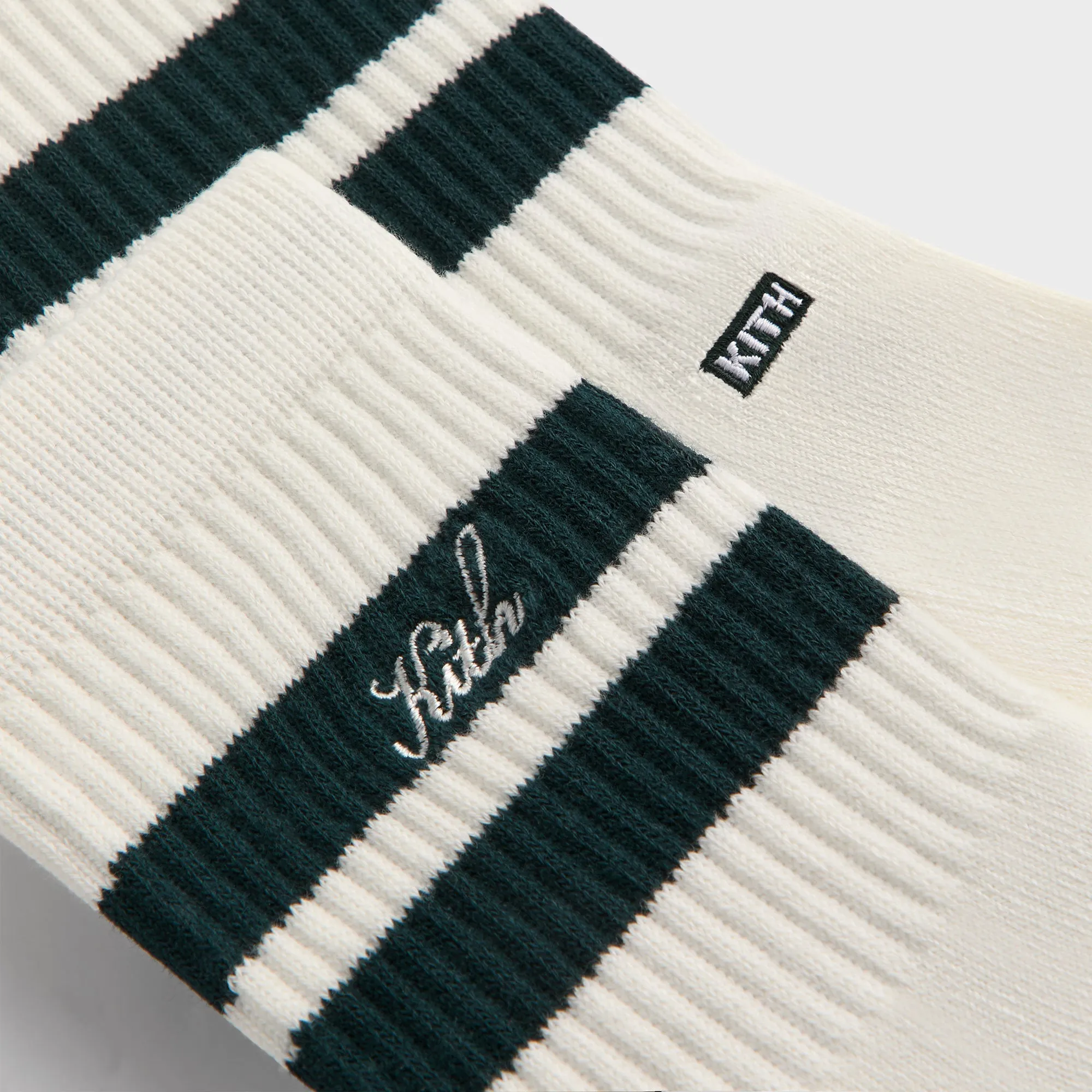 Kith 3-Pack Striped Mid Crew Socks - White sold by Kith product image thumbnail 4
