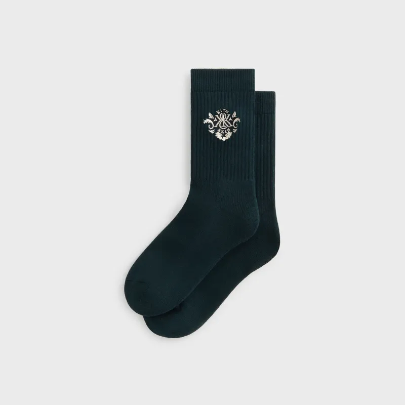Kith Ornate Crest Logo Crew Socks - Stadium sold by Kith