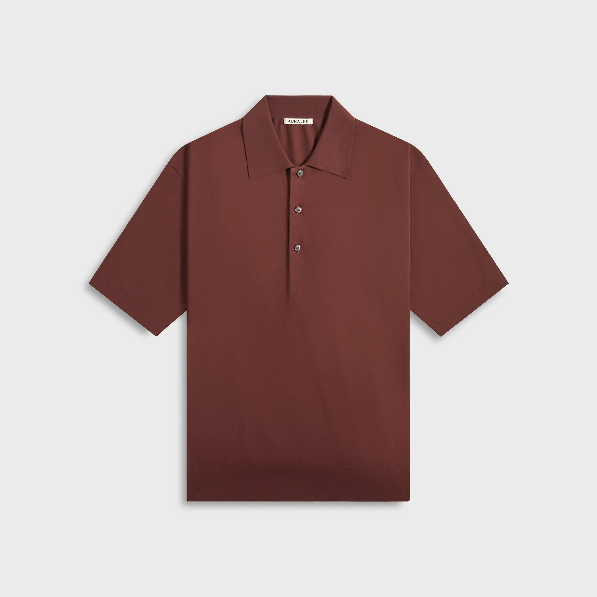 Auralee Super High Gauge Cotton Knit Polo - Brown sold by Kith