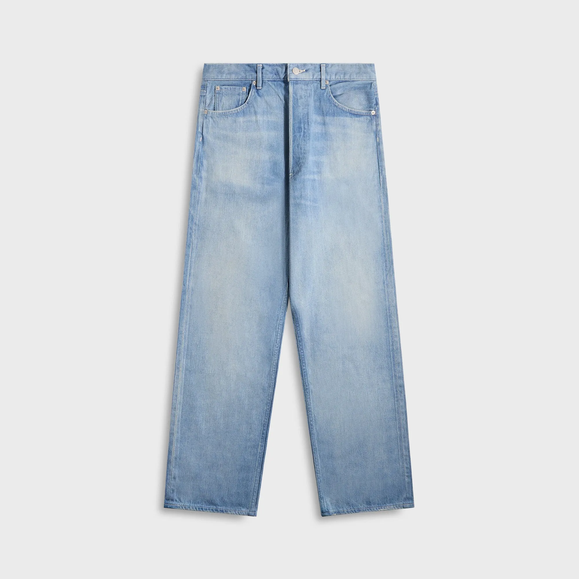 Auralee Selvedge Faded Light Denim Wide Pants - Light Indigo sold by Kith