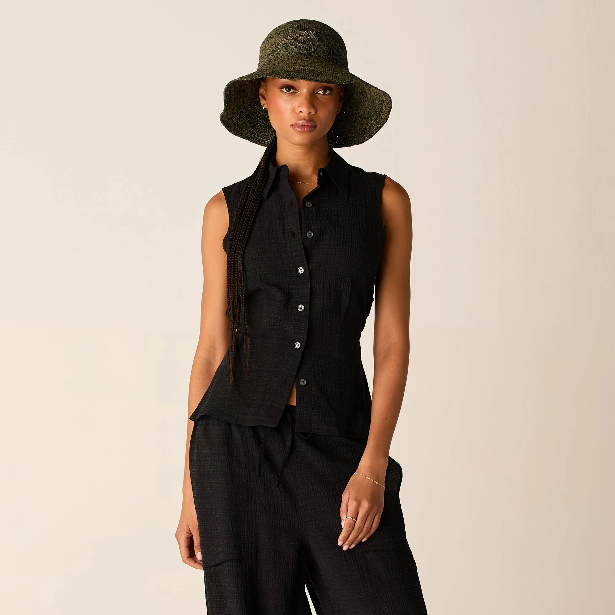 Kith Women Aki Backless Button Down Tank - Black sold by Kith product image thumbnail 2