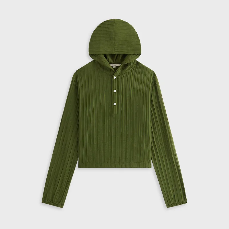 Kith Women Umi Plisse Drawstring Hoodie - Kelp sold by Kith