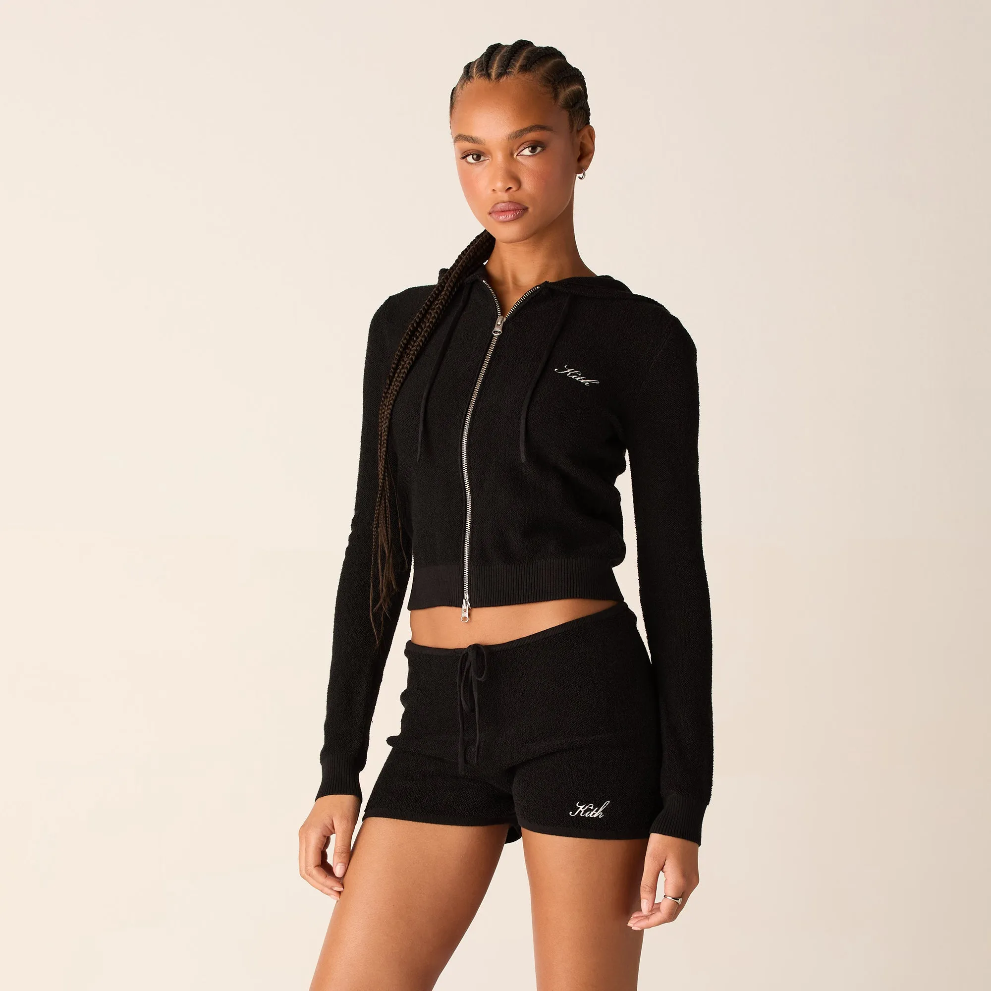 Kith Women Adley Shrunken Sweater Hoodie - Black sold by Kith product image thumbnail 2