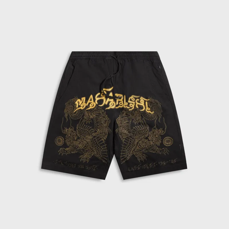 Maharishi 6093 Muay Thai Tiger Dragon Trackshorts - Black sold by Kith