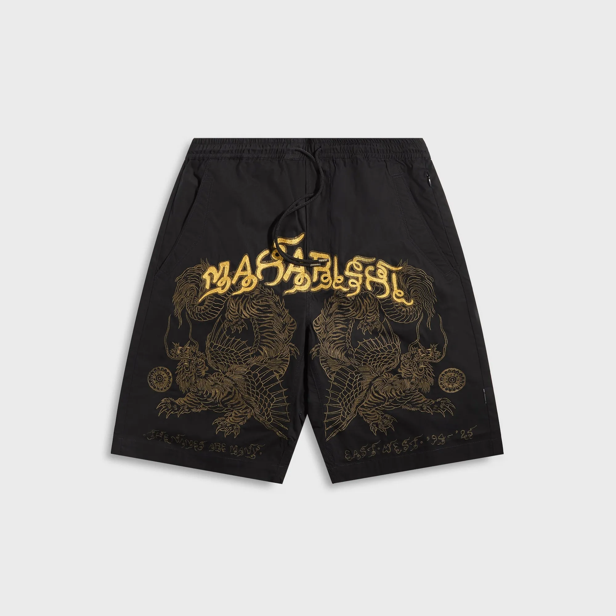Maharishi 6093 Muay Thai Tiger Dragon Trackshorts - Black sold by Kith