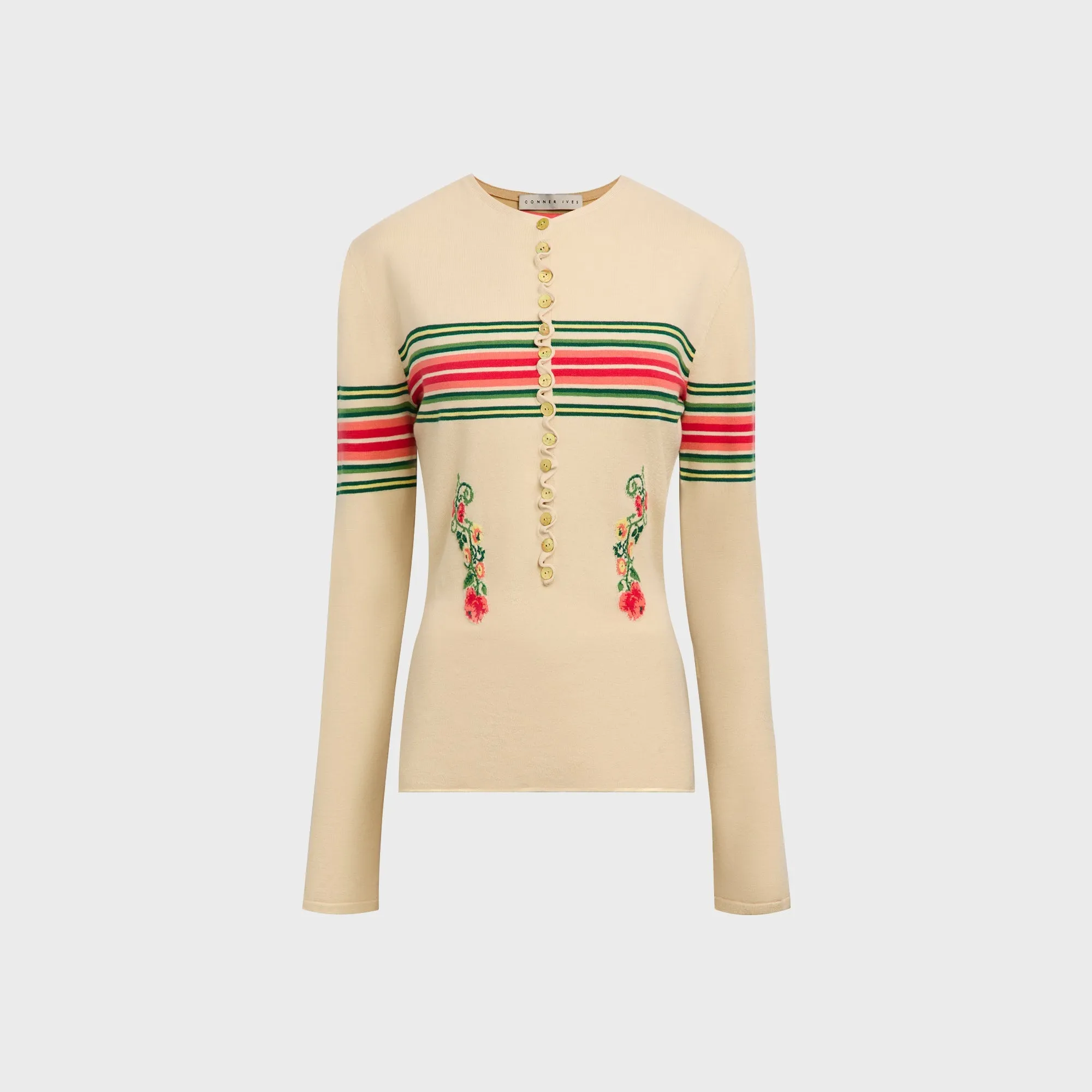 Conner Ives Long Sleeve Sock Henley - Beige / Multi sold by Kith
