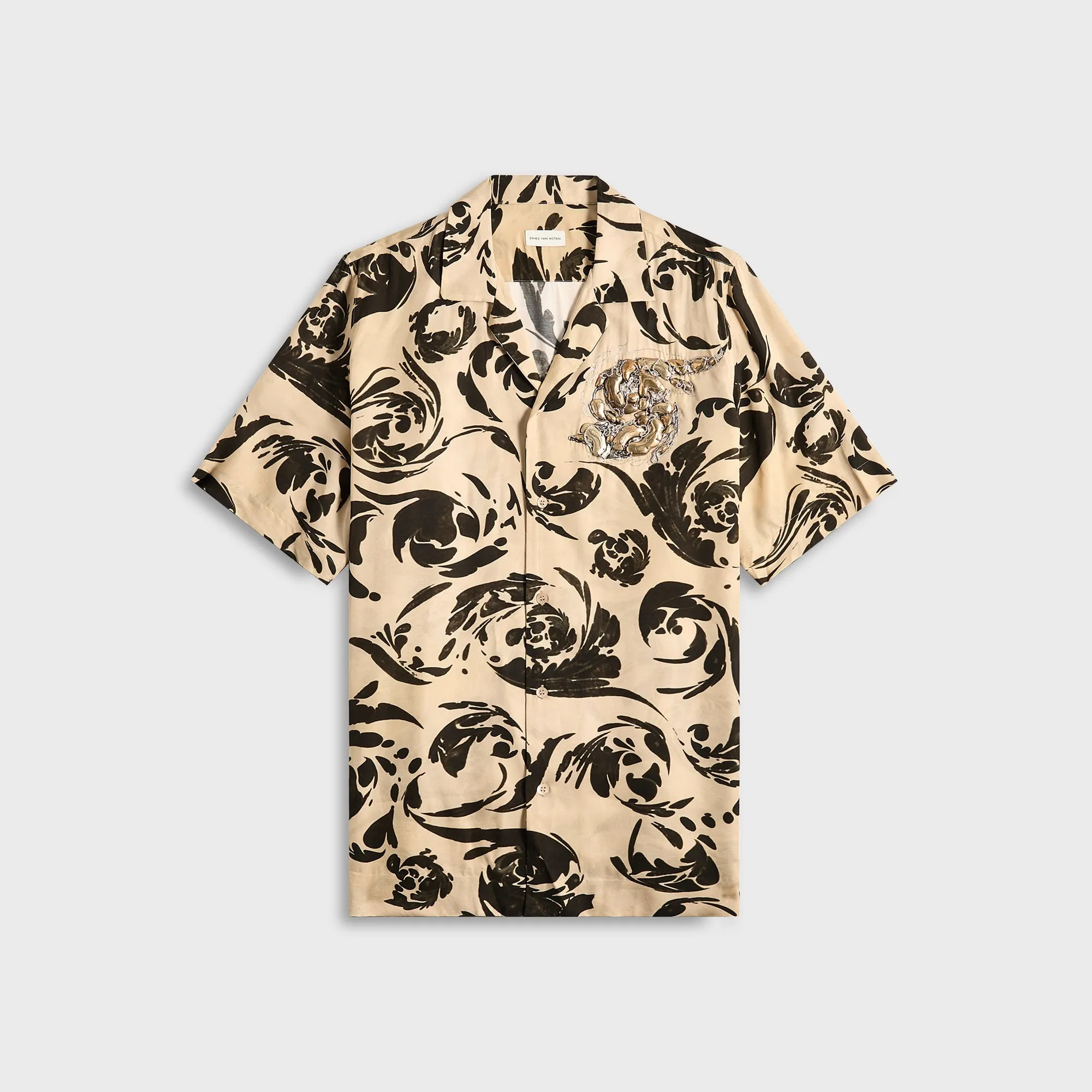 Dries Van Noten Carltone Emb 1101 M.W.Shirt - Beige / Black sold by Kith