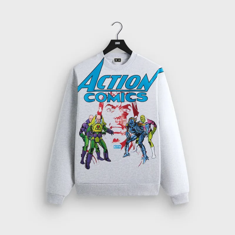 Superman | Kith Action Comics Nelson Crewneck - Light Heather Grey sold by Kith
