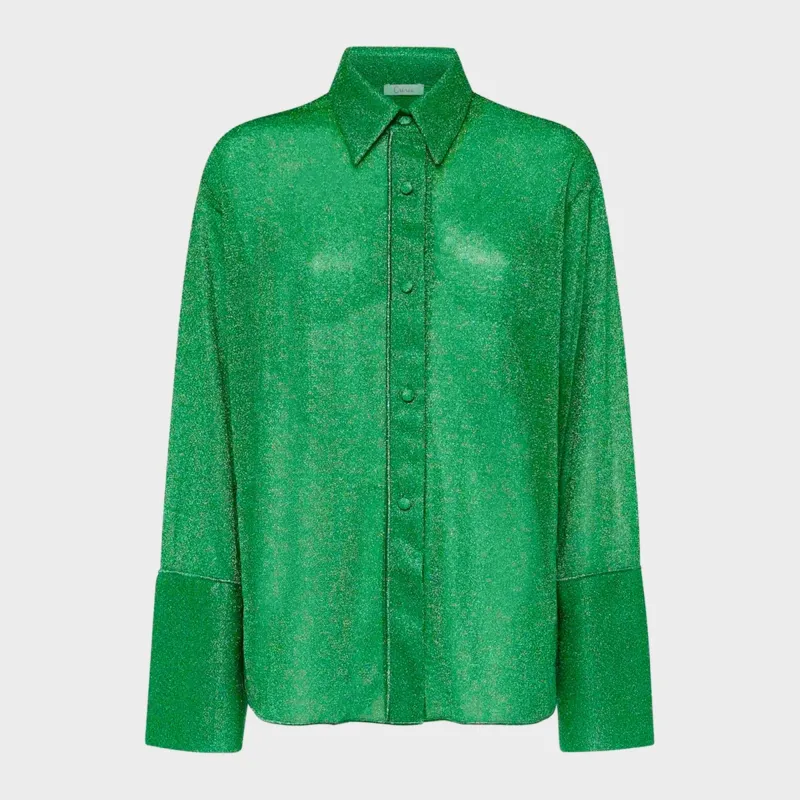 Oseree Lumiere Lurex Long Shirt - Emerald Green sold by Kith