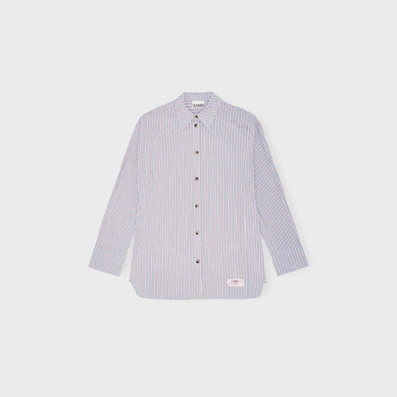 Ganni Yarn Dyed Stripe Shirt - Soft Chambray sold by Kith