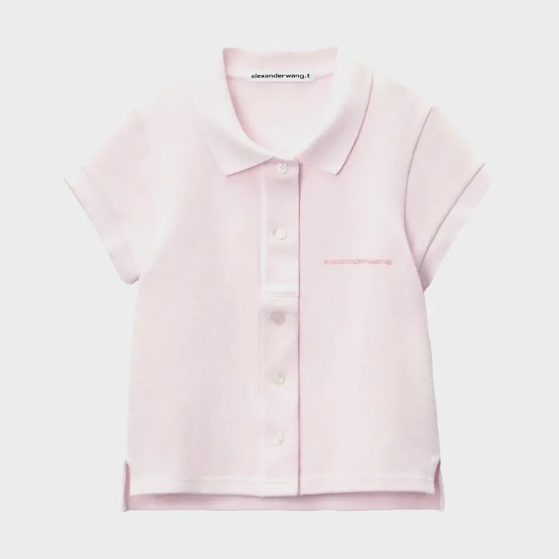 T by Alexander Wang Deconstructed Polo Cardigan - Pink sold by Kith