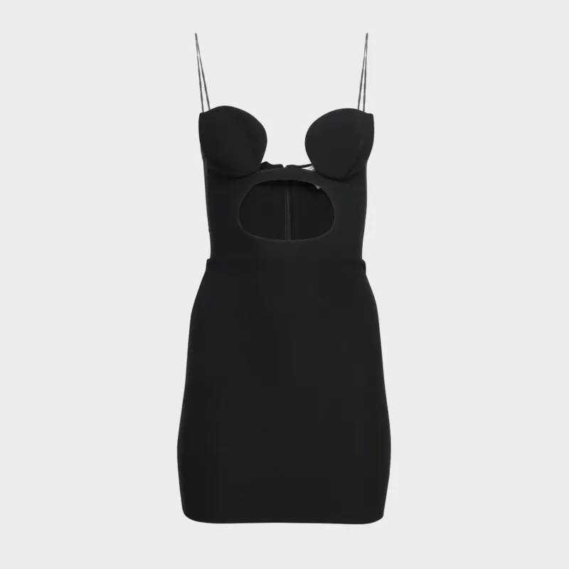 Nensi Dojaka Mini Fitted Dress With Volute Padded Bra - Black sold by Kith
