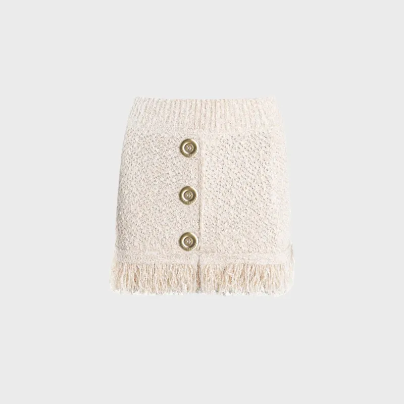 Asta Resort Angelina Button Mini Skirt - Snow sold by Kith
