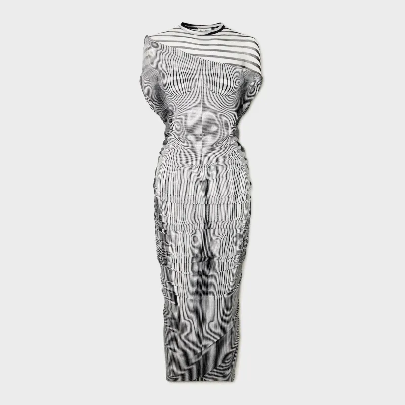 Jean Paul Gaultier Mesh Long Dress - Pinstripe Body Morphing sold by Kith