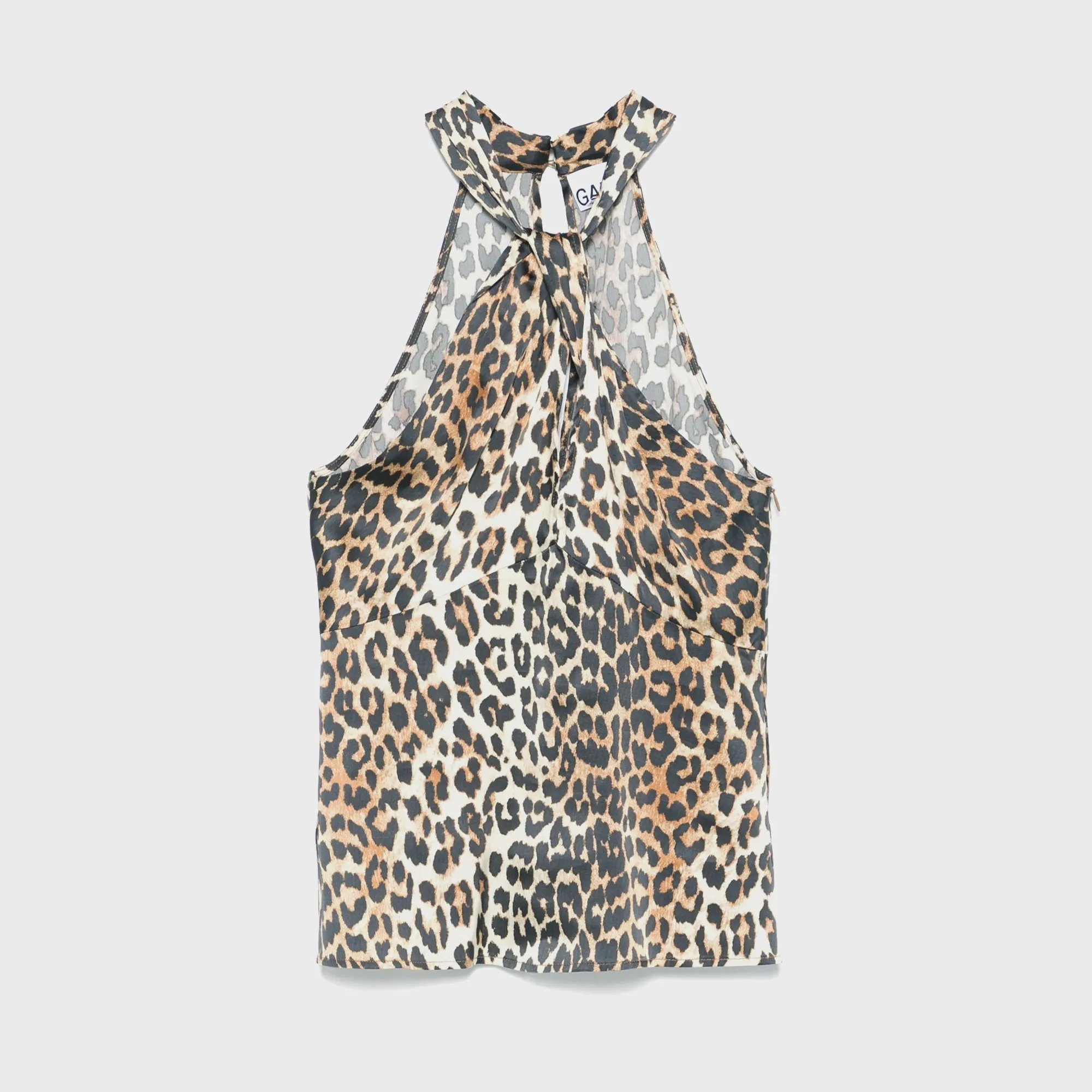 Ganni Printed Satin Top - Leopard sold by Kith