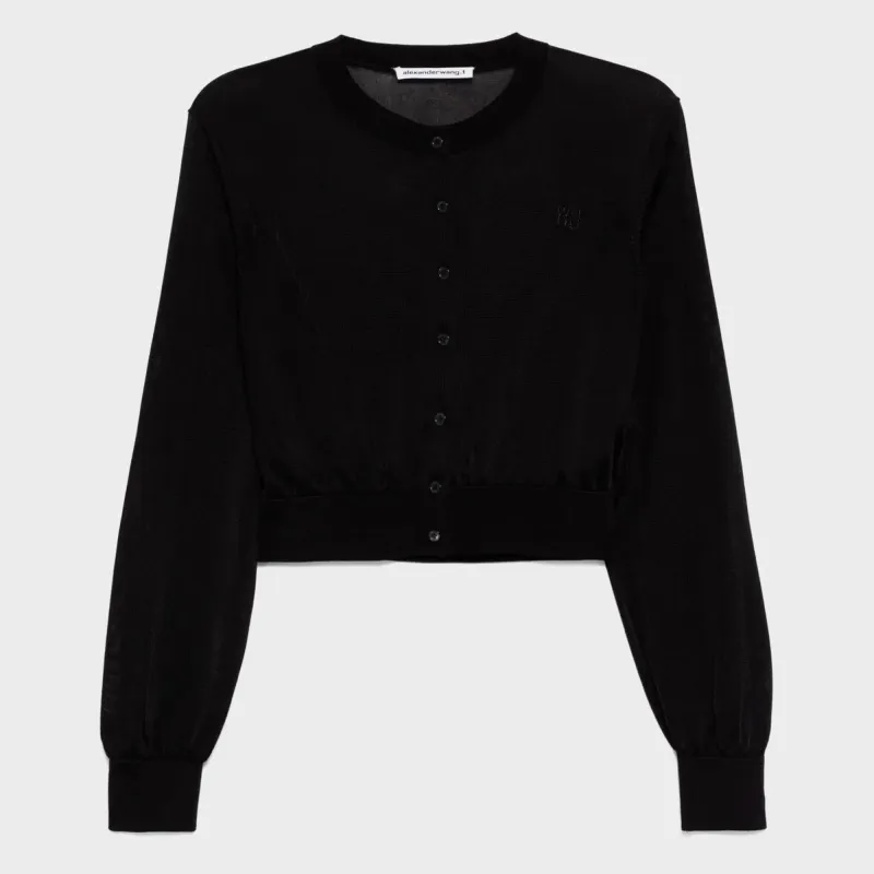T by Alexander Wang Short Sleeve Polo Cardigan - Black sold by Kith