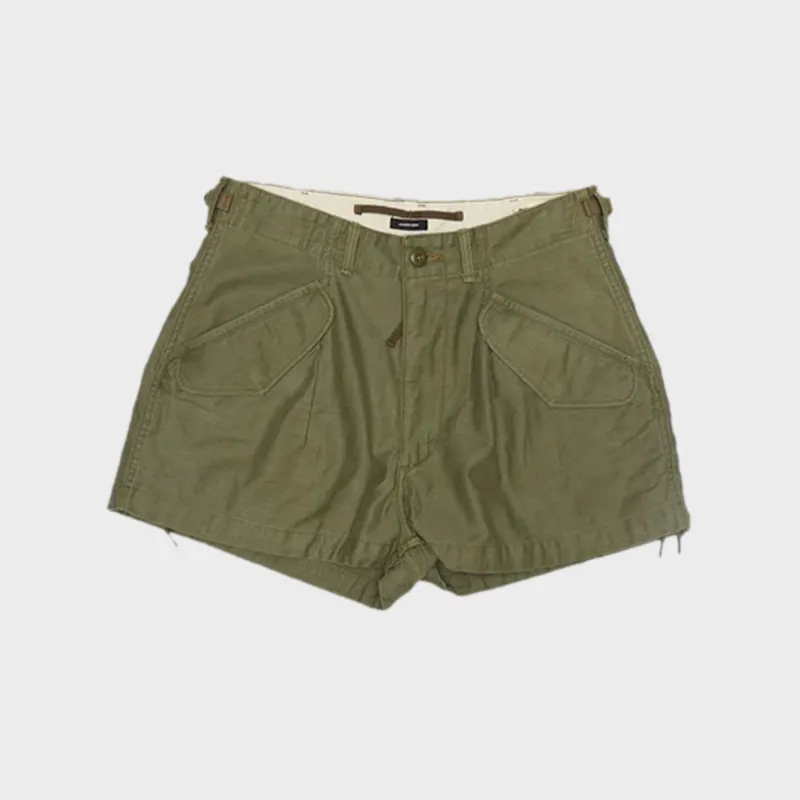 R13 Marianne Cargo Short - Olive Sateen sold by Kith