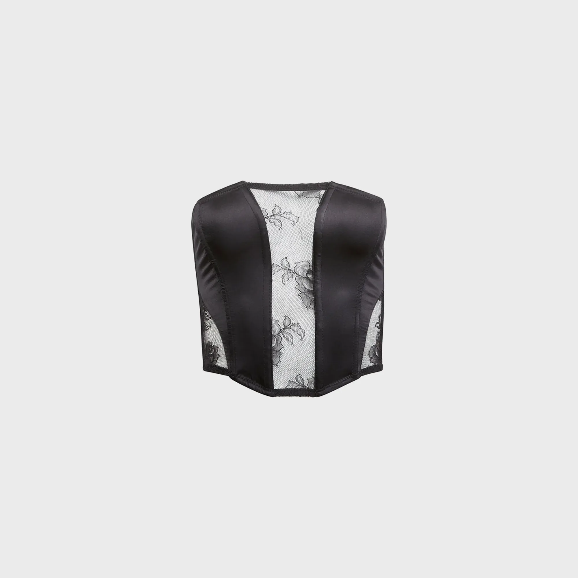 Fleur du Mal Silk and Bouquet Lace Corset Top - Black sold by Kith
