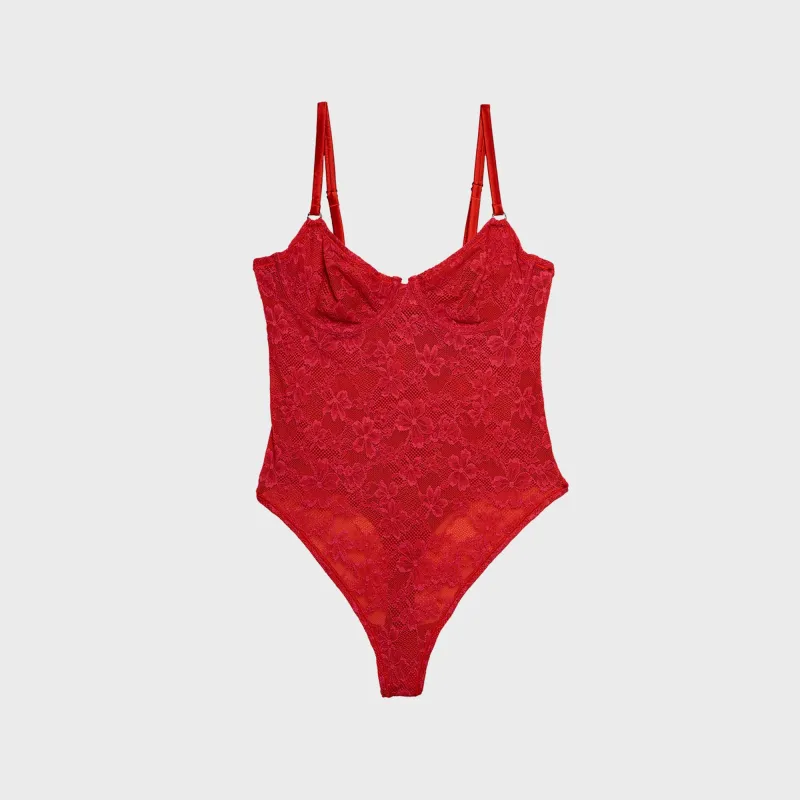 Le Stretch Lace Bodysuit - Rouge sold by Kith