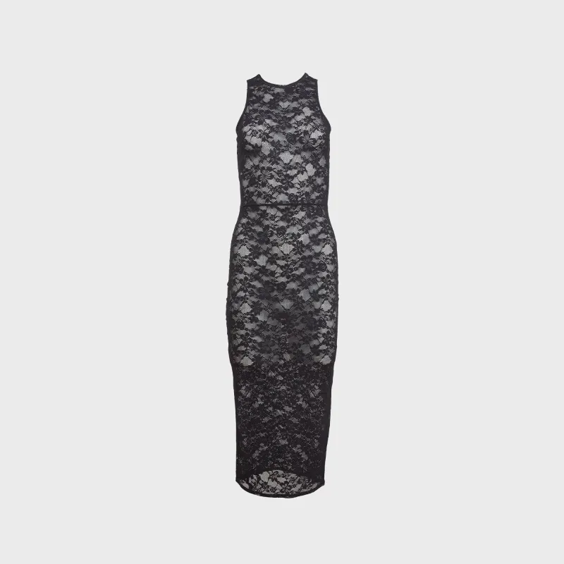 Fleur du Mal Le Stretch Lace Racer Tank Dress - Black sold by Kith