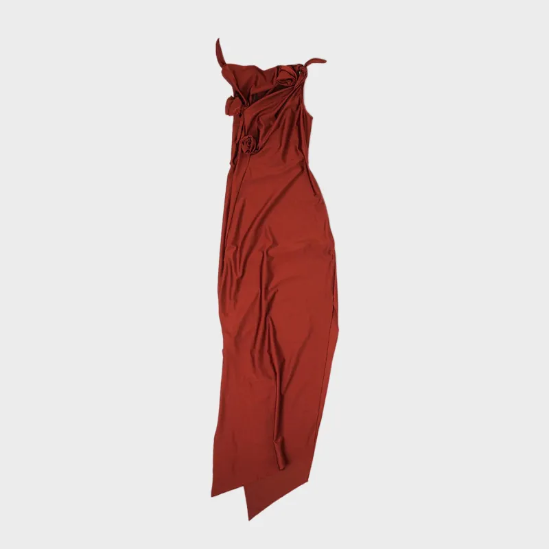 Coperni Asymetric Flower Gown - Red Rhubarb sold by Kith