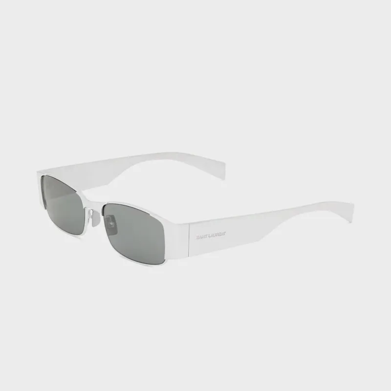 Saint Laurent Rectangle Sunglasses - Silver / Mirror Silver sold by Kith