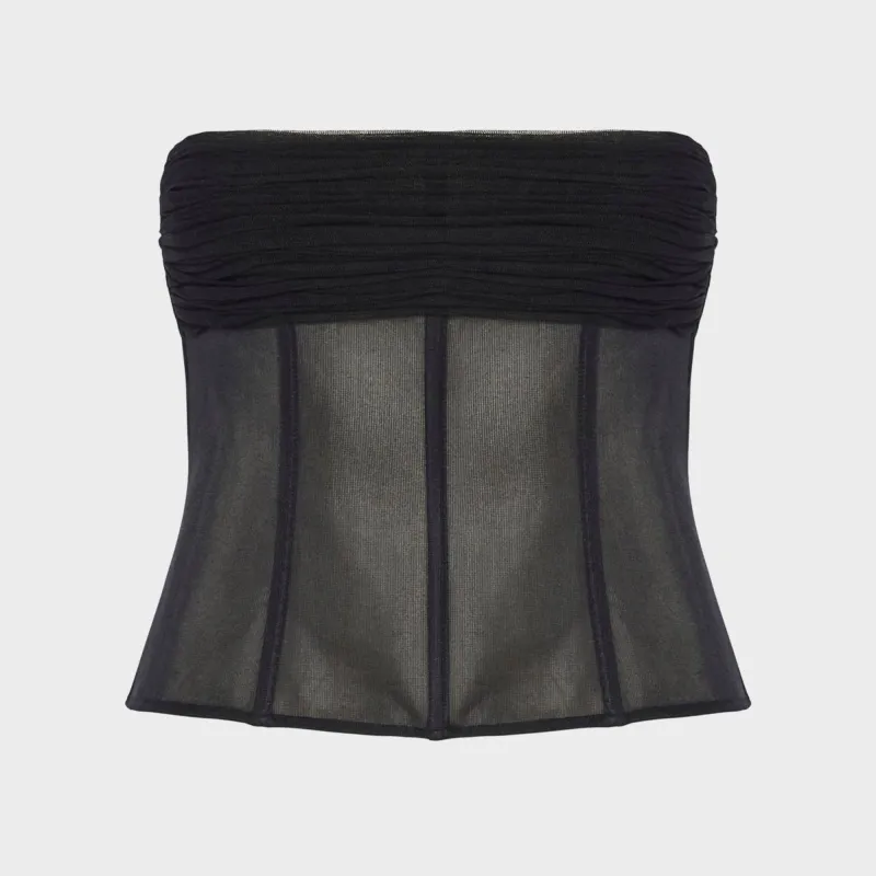 Christopher Esber Tulle Overlay Corset - Black sold by Kith