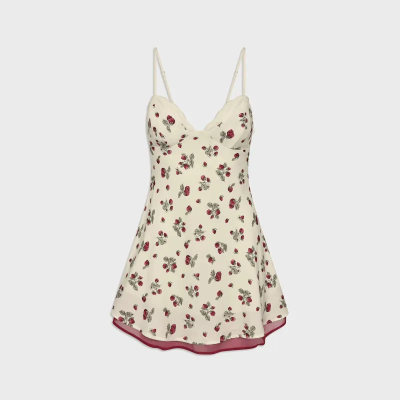 Frankies Bikinis Kenley Crepe Mini Dress - Strawberry Field Print sold by Kith