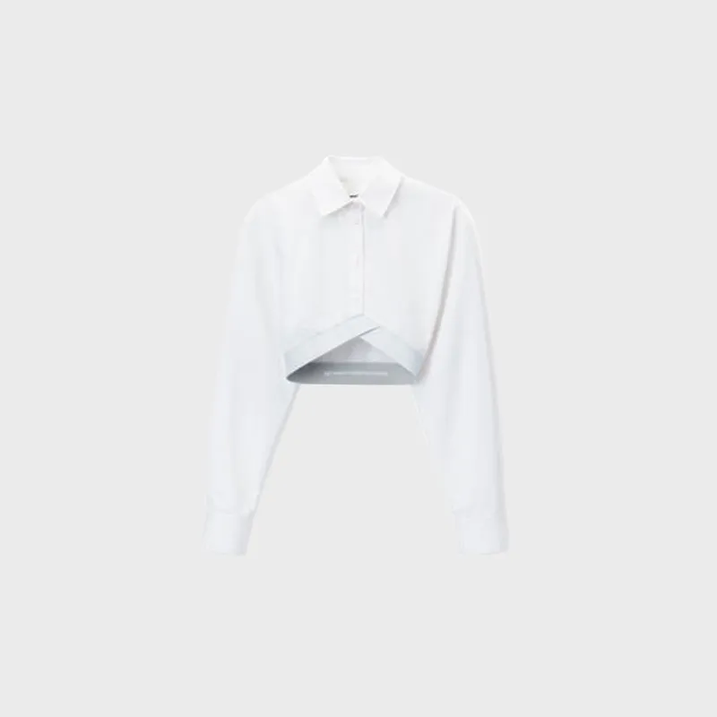 Alexander Wang Cropped Shirt With White Logo Elastic - White sold by Kith