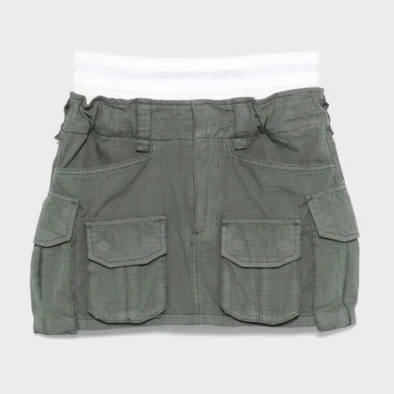 T by Alexander Wang Pre-Styled Cargo Skirt With Logo Elastic - Balsam sold by Kith