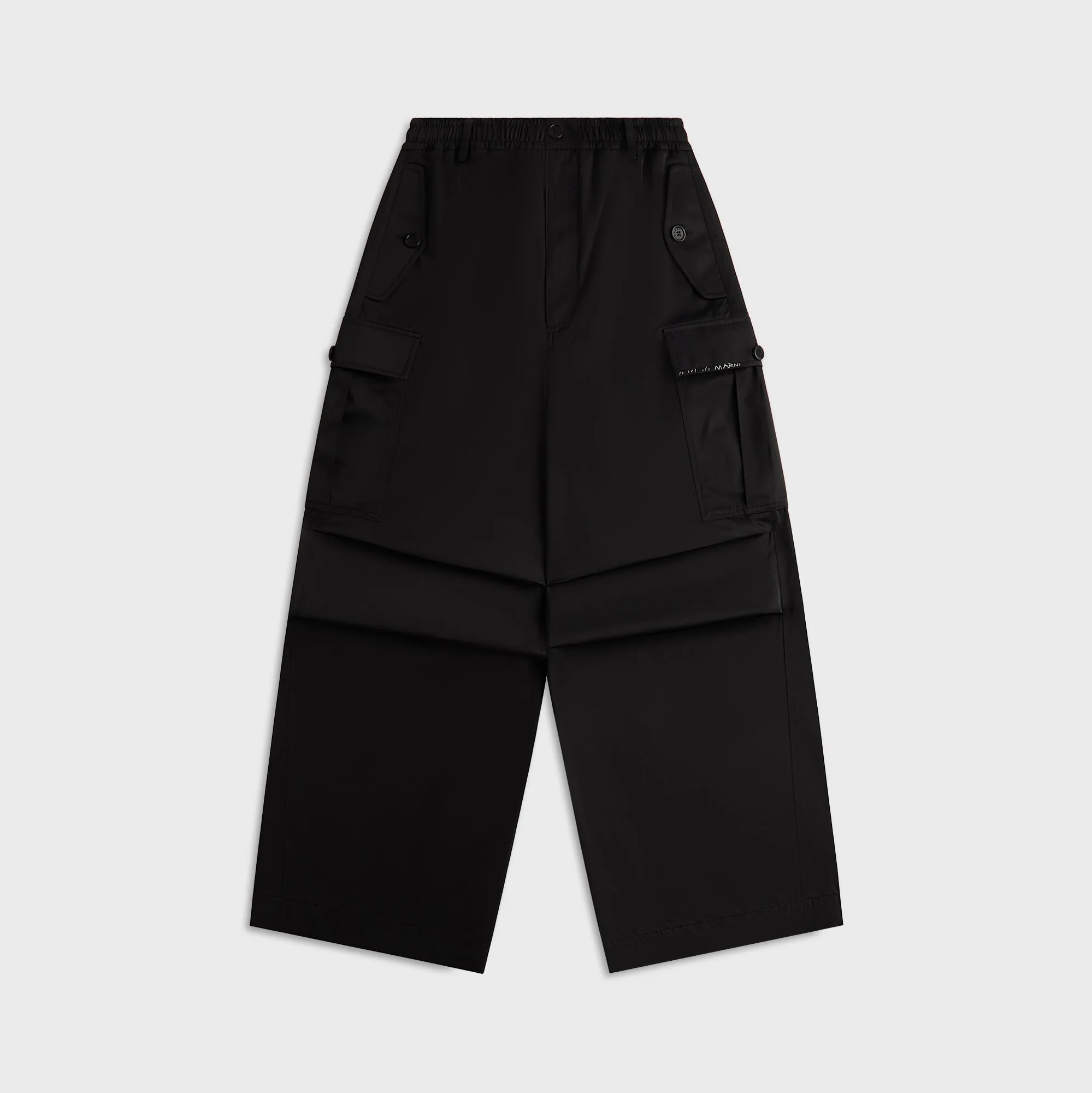 Marni Taffeta Drawstring Cargo Workwear Gabardine Pant - Black sold by Kith