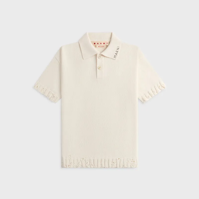 Marni Short Sleeve Polo Shirt - Lily White sold by Kith