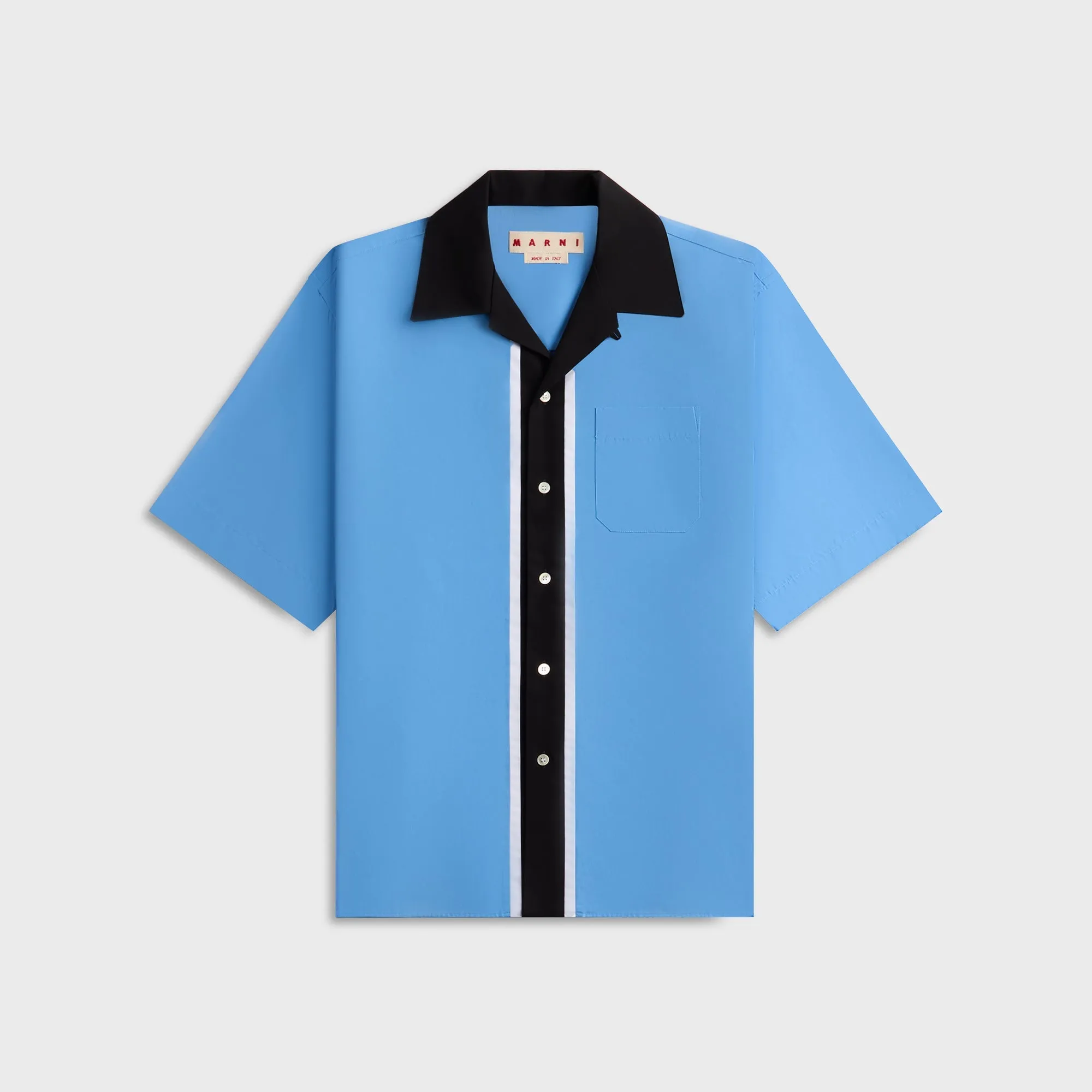 Marni Organic Cotton Poplin Short-Sleeved Bowling Shirt - Sapphire Blue sold by Kith