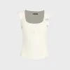 Hyein Seo Henley Top With Back Strap - White sold by Kith