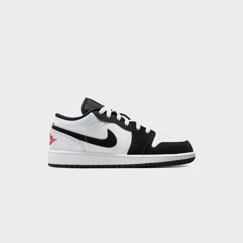 Air Jordan GS 1 Low Se Uni - White / Black / Matte Silver / Fire Red sold by Kith