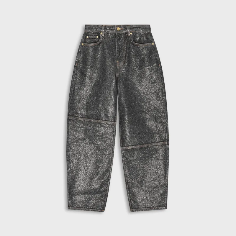 Ganni Shimmery Foil Denim Stary Pant - Washed Black sold by Kith
