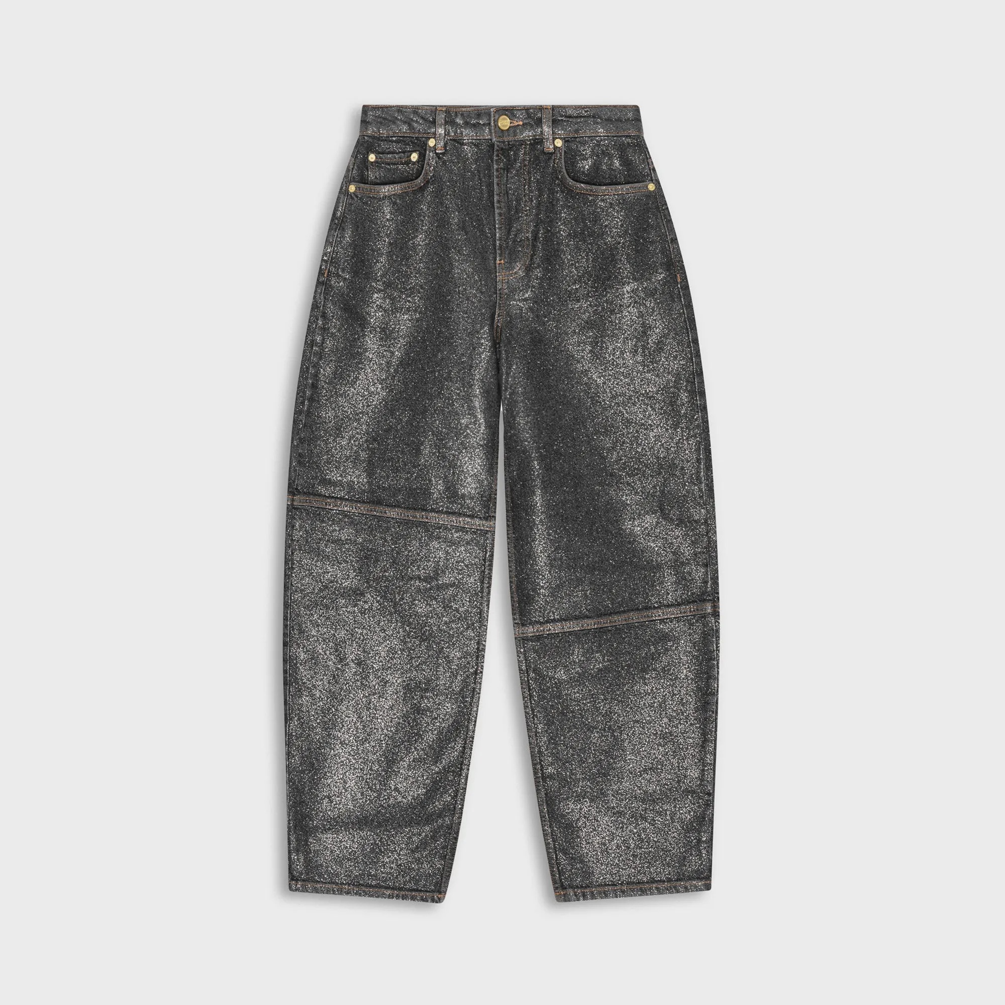 Ganni Shimmery Foil Denim Stary Pant - Washed Black sold by Kith