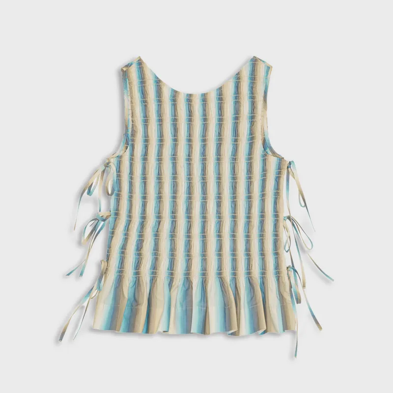 Ganni Ombre Stripe Smock Tie String Top - Multi sold by Kith
