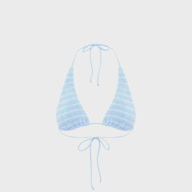 Bond Eye Sofie Triangle Bikini Top - Powder Blue Stripe sold by Kith