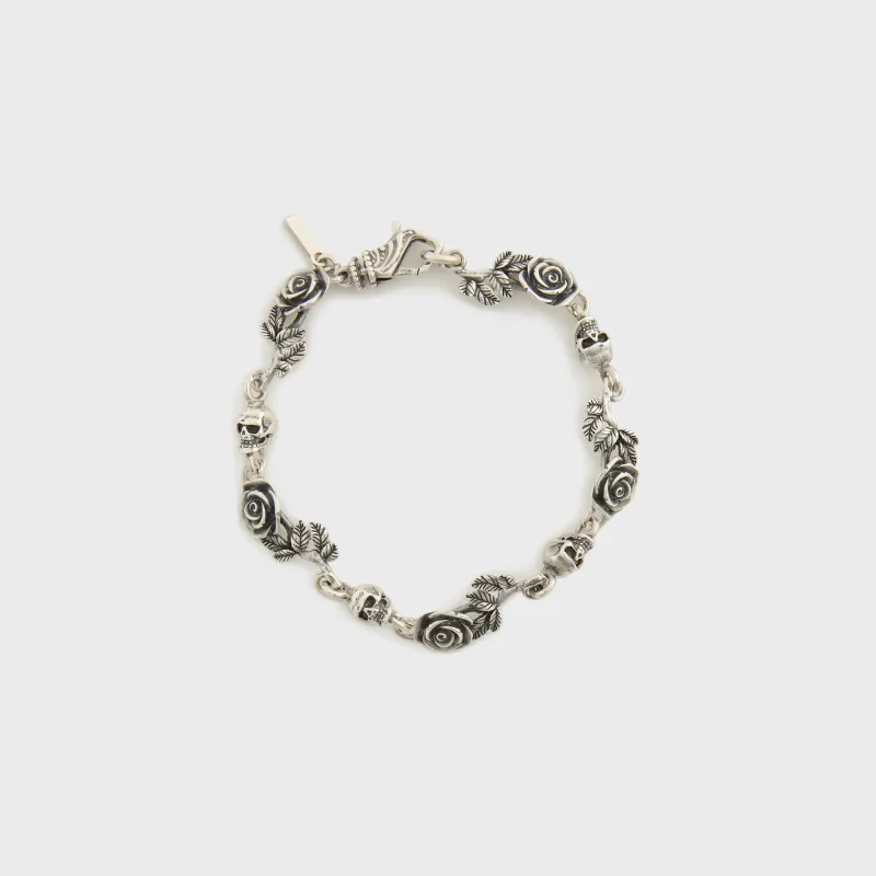 Emanuele Bicocchi Multi-Roses And Skulls Bracelet - Silver sold by Kith