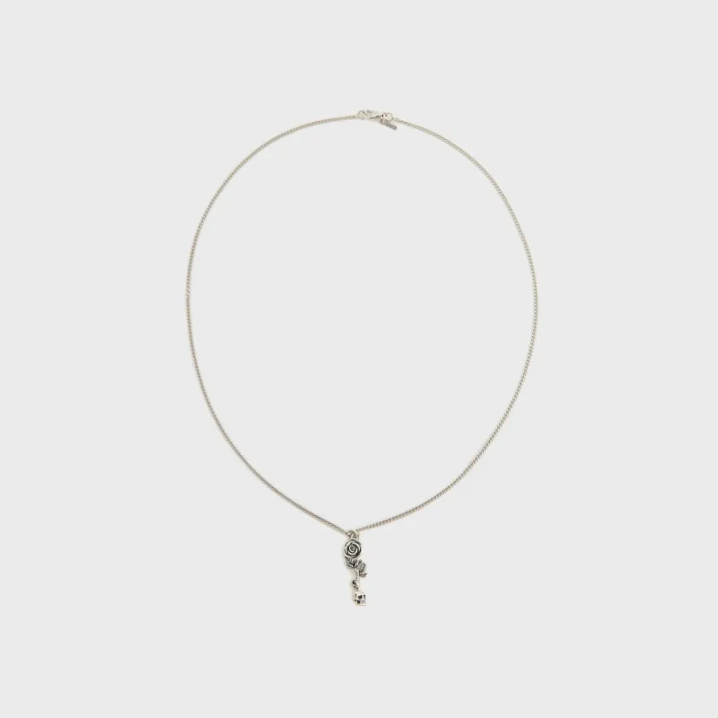Emanuele Bicocchi Rose And Skull Pendant Necklace - Silver sold by Kith