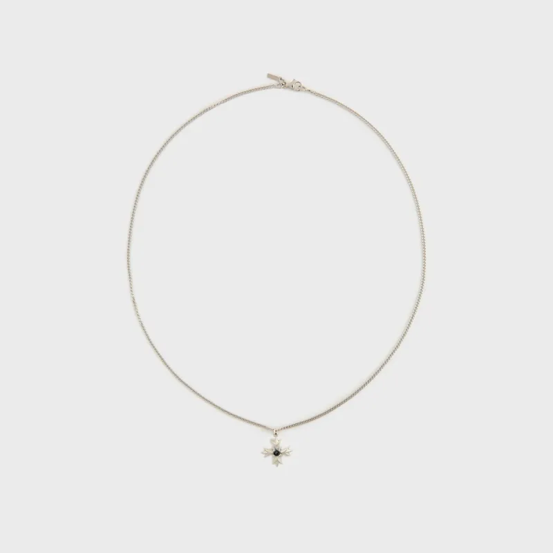 Emanuele Bicocchi Crest+Black Crystal Necklace - Silver sold by Kith
