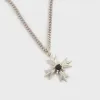 Emanuele Bicocchi Crest+Black Crystal Necklace - Silver sold by Kith