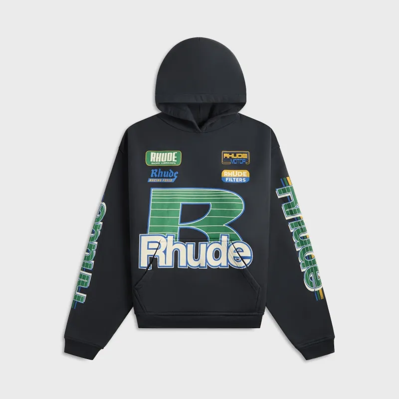 Rhude Roadway Racing Hoodie - Vintage Black sold by Kith
