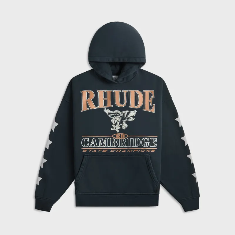 Rhude Cambridge State Champs Hoodie - Vintage Black sold by Kith