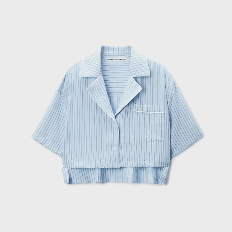 Alexander Wang Cropped Shirt - Oxford Blue Multi made by Alexander Wang