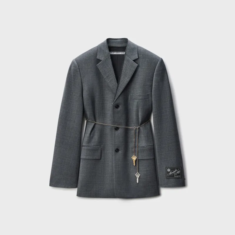 Alexander Wang Tailored Blazer with Chain - Dark Grey Melange sold by Kith